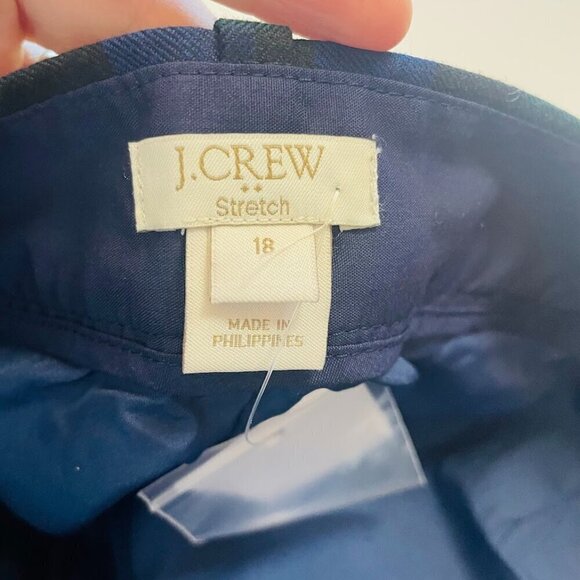 NWT J. Crew Wool Tartan Trouser Pant Plaid City Skimmer Blue Green Holiday Winte - Picture 7 of 9